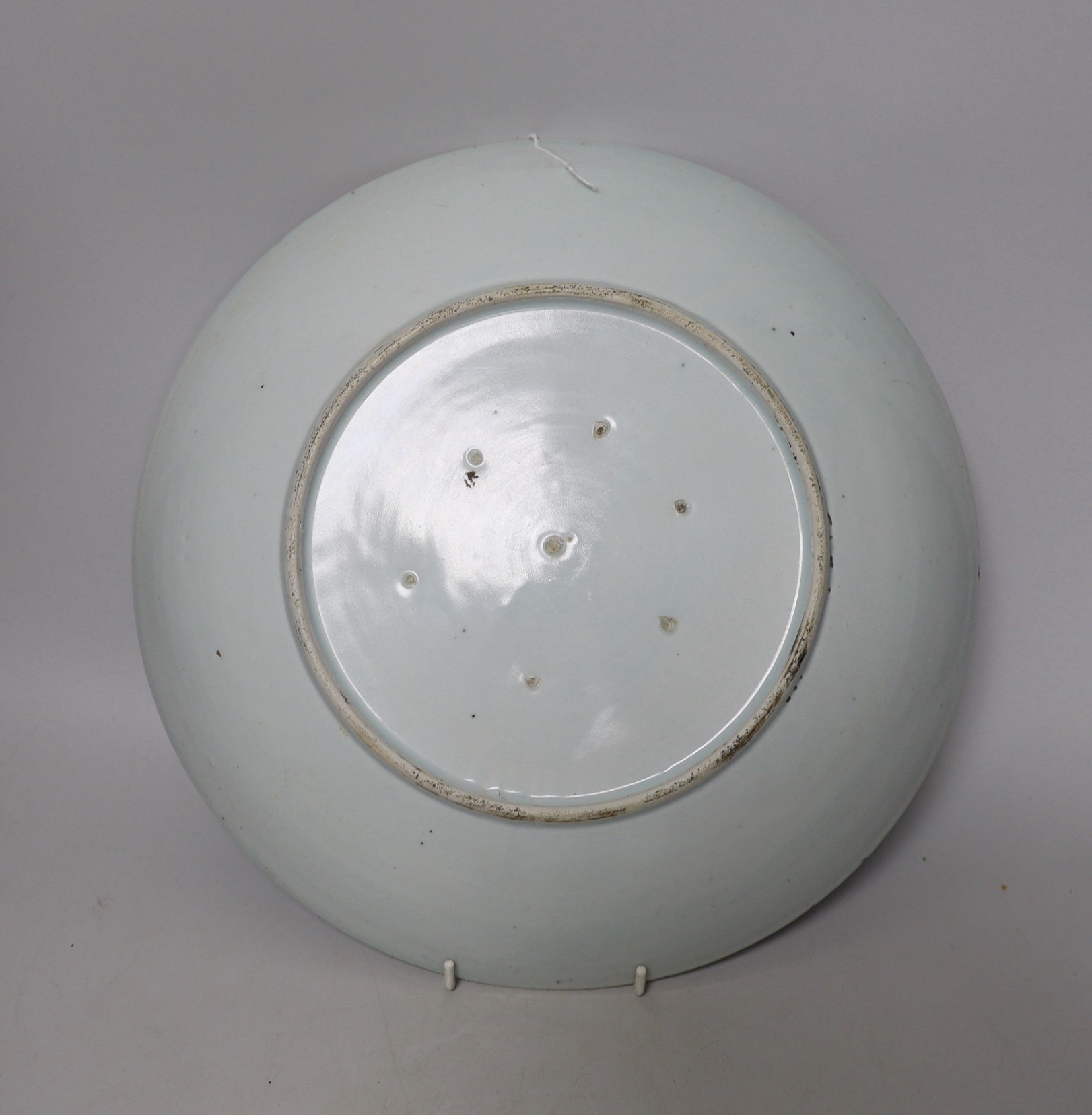 Two Japanese blue and white dishes, late Edo period, 33cm diameter, one with apocryphal Chenghua mark